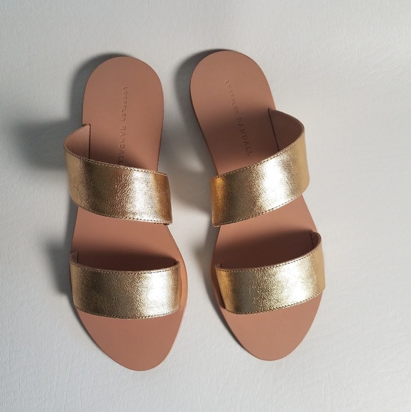 Loeffler Randall Gold Slide Sandals